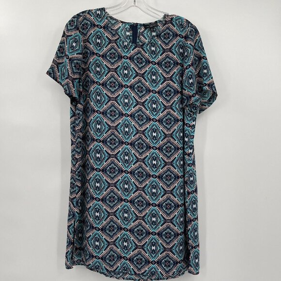 The Limited Dress Women's Size Medium Short Sleeve teal geometric Patterned - Picture 2 of 4